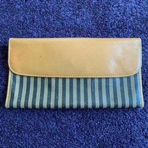 Fendi Penguin Striped snap Close Wallet brown tan